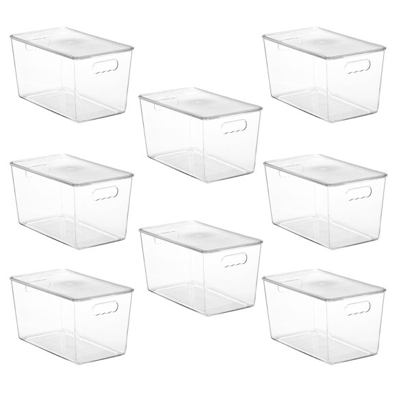 Contenedores de almacenamiento Vtopmart transparentes apilables con tapas, paquete de 8 unidades XL