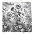 thumbnail image 4 of Ambesonne Grey Shower Curtain, Monochrome Leafy Sunflowers, 69"Wx75"L, Dark Sepia Pearl, 4 of 4