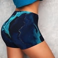 thumbnail image 3 of KLL Blue Marble And Gold Pattern Workout Shorts for Women Scrunch Short Gym Yoga Running Sport Active Exercise Fitness Shorts, 3 of 8