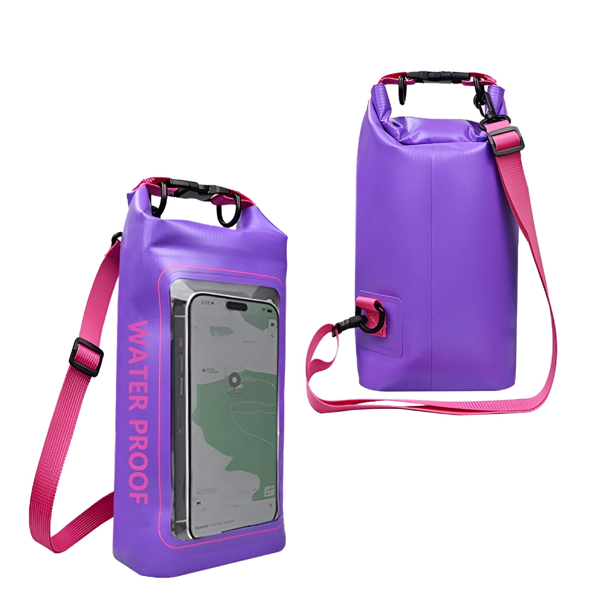GASTROPOD 2L Swimming Dry Bag Touch Screen Outdoor Waterproof Shoulder Kayak Trekking Beach Drifting PVC Pack Rafting Surfing Boating Bag (Purple)