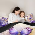 thumbnail image 4 of Erosebridal Chic Vintage Flowers Queen Comforter Set 3pcs For Teens Adults,Purple Golden Butterflies Bedding Comforter Set For Girls,Black Reversible, 4 of 6