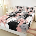 thumbnail image 3 of jejeloiu Cartoon Cute Kitten Queen Sheet Sets,Kawaii Pet Cat Flat Sheet,Pink Gray Black Queen Fitted Sheet For Girls Kids,Super Cozy Room Decor,4pcs, 3 of 7