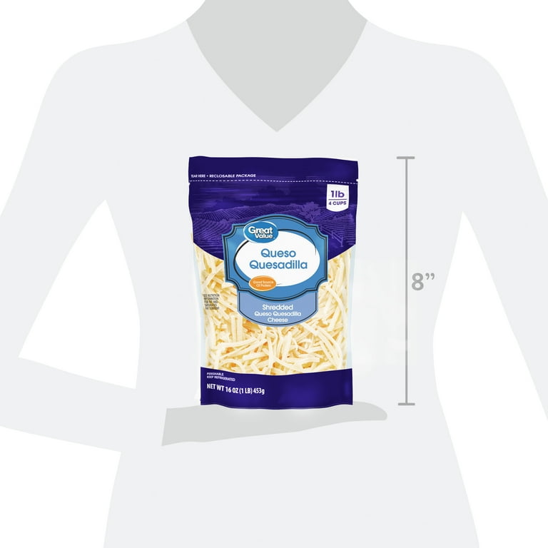 Great Value Shredded Queso Quesadilla Cheese, 16 oz Mexican-style