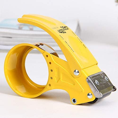 Heavy Duty Metal Handheld 2" Inch Tape Gun Dispenser - Sealing, with Cutter & Reverse Stopper (Tape Not Included) (1 Pack Yellow)