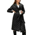 thumbnail image 2 of Liacowi Women Quilted Puffer Long Coat Winter Lightweight Long Sleeve Warm Outerwear Over Knee Padded Jacket with Belt, 2 of 7