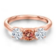 thumbnail image 3 of Gem Stone King 18K Rose Gold Plated Silver Ecstasy Mystic Topaz and White Zirconia Engagement Ring for Women | 2.50 Cttw | Round 5MM | Gemstone November Birthstone | Size 7, 3 of 6