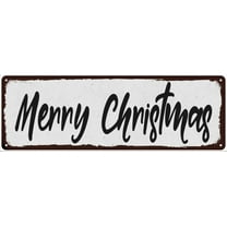 Merry Christmas Black on White Shabby Chic Metal Sign 8x24 Decor 108240049055