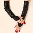 thumbnail image 2 of QTSHPN Womens Glove Long Sleeve Fingerless Sequins Reflective Details Stage Performance Party Retro Carnival Fashion Black One Size, 2 of 4