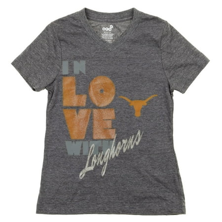 - OuterStuff NCAA Texas Longhorns Youth Girls Pave Tri-blend Short Sleeve T-shirt, Grey