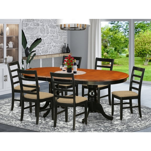 Dining Room Set for 8 - Kitchen Table with Chairs - Oval Table - Rubberwood Construction - HomeStock