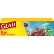 Glad ForceFlex Zipper Quart Freezer Storage Bags, 12 Bags