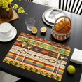 thumbnail image 3 of Artistic Tribal Style Boho Chic Flax Placemats Set of 6, 12x18 Inch Vintage Rustic Nordic Ethnic Patterns, Washable Style Table Mats for Dining Table, 3 of 5
