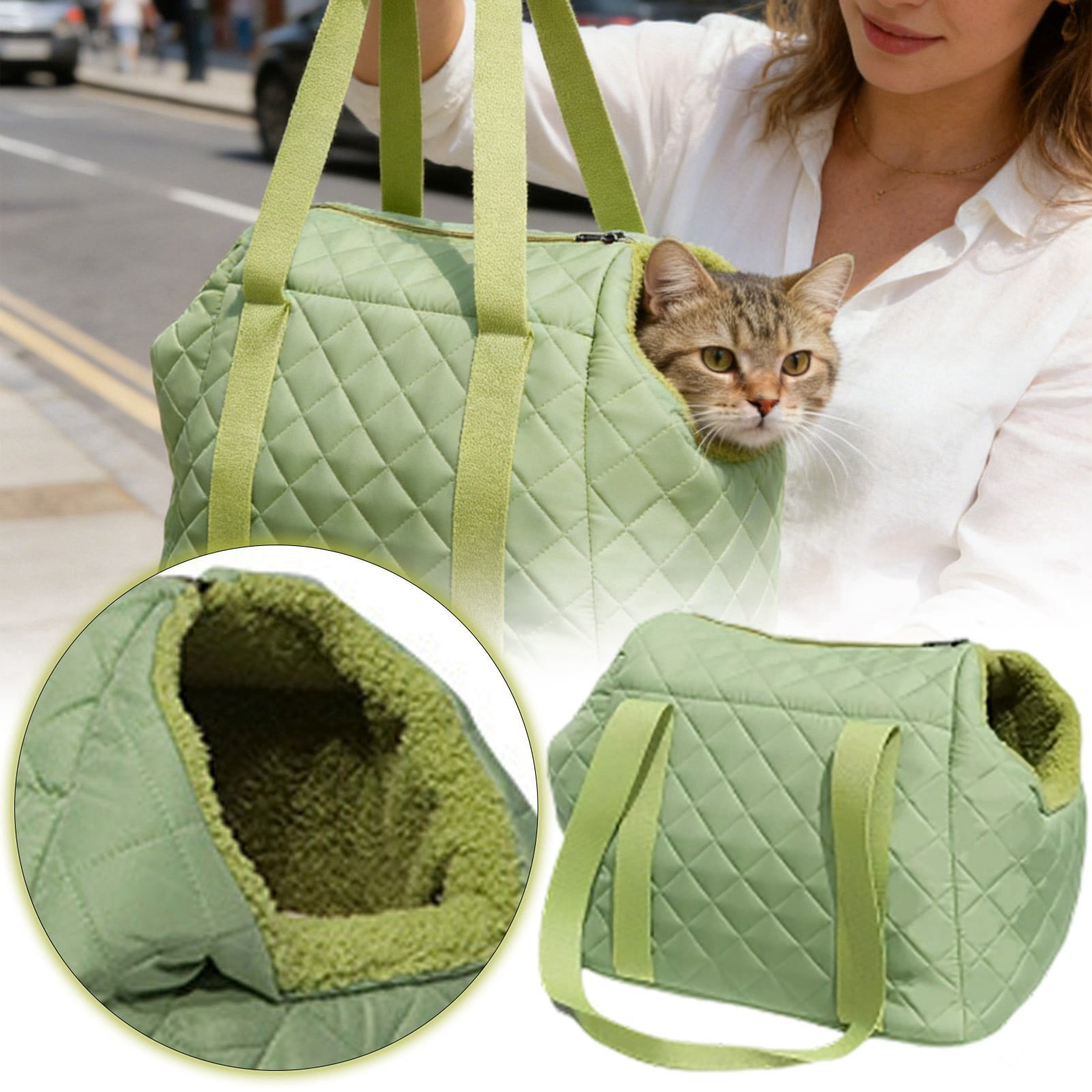 Portable Cat Dog Carrier Backpack, Winter Warm Plush Pet Travel Bag for Small Dogs Cats, Stress Relief House Style Carrier for Outdoor Hiking Car Travel, Soft Cloth Pet Sling