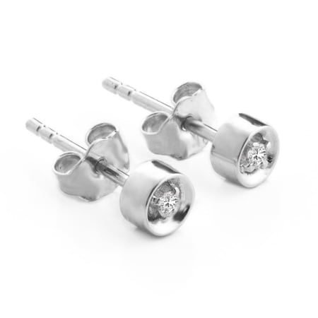 Galaxy Gold 14K White Gold 0.03 CTW Natural Diamonds Diamond Stud Earrings - April Birthstone - Strength & Brilliance - Fine Jewelry for Women