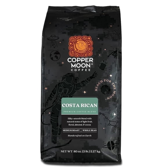 Copper Moon Whole Bean Coffee, Medium Roast, Costa Rican Blend, 5 lb Bag