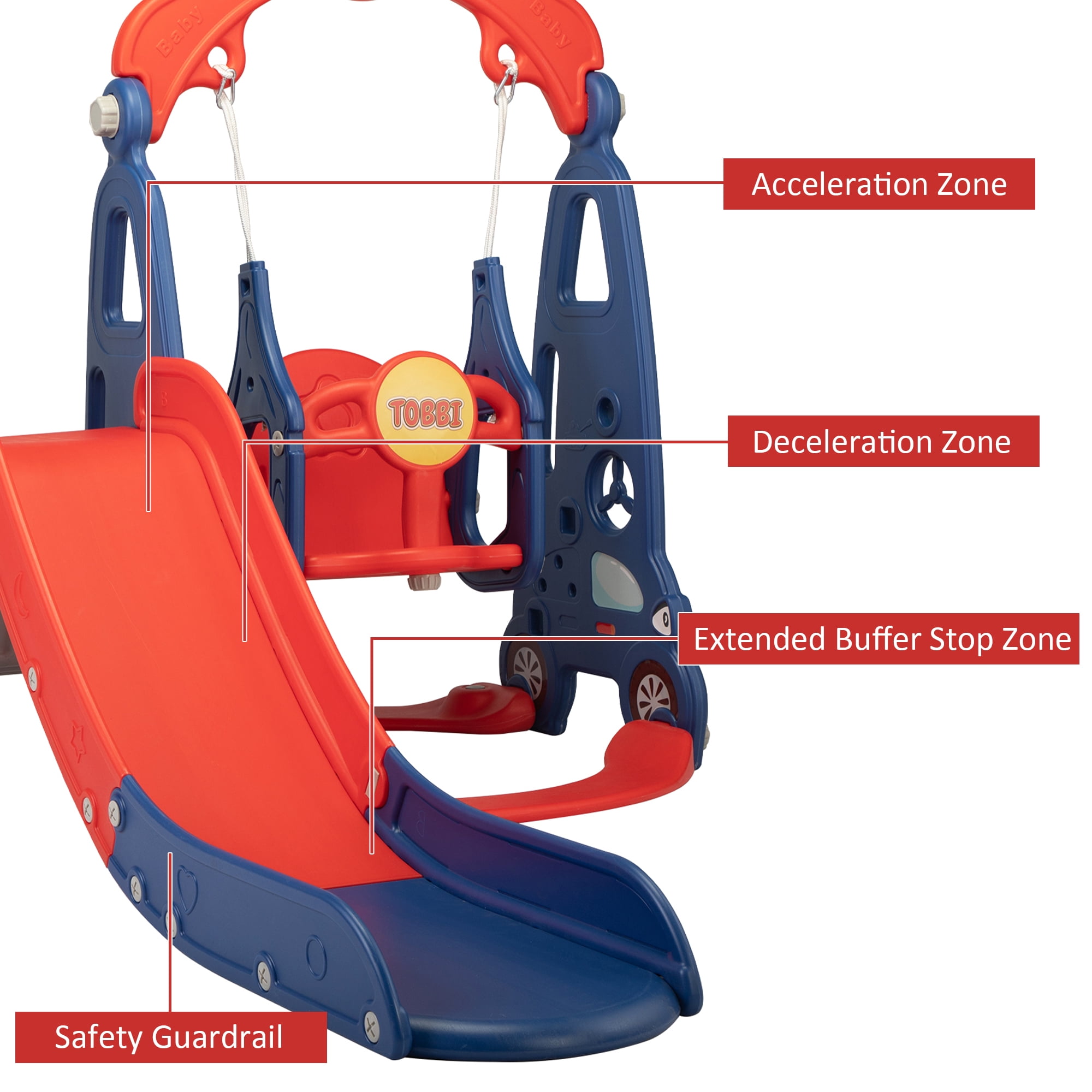 Nyeekoy 4 in 1 Toddler Climber and Swing Set, Play Climber Freestanding Slides Playset for Kids, Indoor Outdoor Playground Toy with Basketball Hoop & Ball