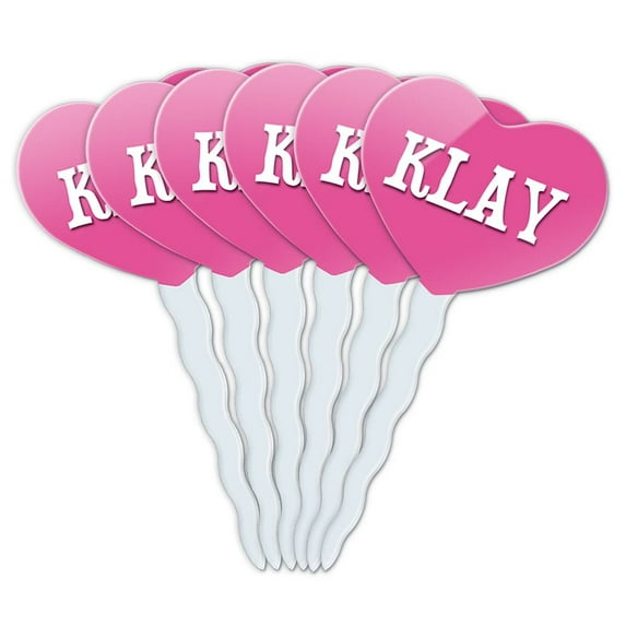Klay Heart Love Cupcake Picks Toppers - Set of 6