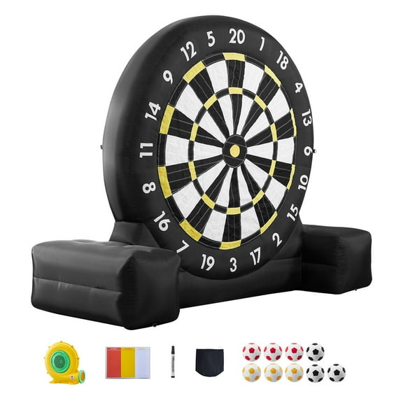 Inflatable Soccer Dart Board over 10 ft High with 9 Kick Balls & Air Pump