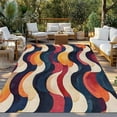 thumbnail image 3 of Fsddascl Geometric Red Orange Blue Outdoor Rug for Patio/Deck/Porch, Non-Slip Large Area Rug 5 x 8 Ft, Modern Color Block Indoor Outdoor Rugs Washable Area Rugs, Reversible Camping Rug Carpet Runner, 3 of 5