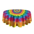 thumbnail image 5 of Yellow Tie Dye Spiral Pattern Round Tablecloth 60"x60",Wrinkle Wipeable Table Cloth for Kitchen Dining Room Picnic Patio Party, 5 of 6