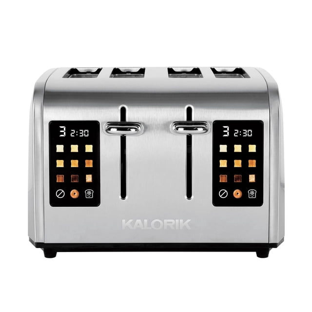 Kalorik 4-Slice Digital Toaster with Full Touch Screen Shade Selector and Intelligent Countdown Timer, TO 52302 SS