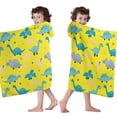 thumbnail image 4 of Yellow Cartoon Dinosaurs Eggs Pattern Hooded Bath Towel，60"x35" for Ages 3 To 12 Kids, Quick Dry Lightweight Soft Microfiber Hood Beach Towel Cover Up for Kids, 4 of 7