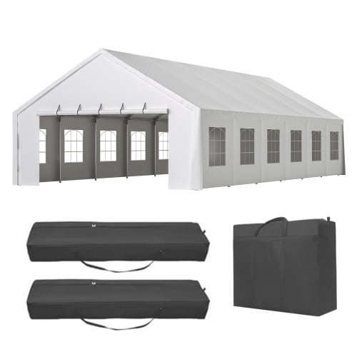Thanaddo 20'x 40' Outdoor Party Tent with Rollable Sides, Heavy Duty Steel Frame, White