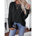 thumbnail image 4 of Womens Sweaters Crewneck Cable Knit Sweater Long Sleeve Fall Tops for Women Black L, 4 of 8