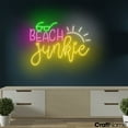 thumbnail image 3 of Craftnamesign Beach Junkie Neon Light, Summer Beach Wall Art, Beach LED Light Wall Decor, 3 of 5