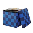 thumbnail image 5 of (2 pack) Mainstays Collapsible Storage Ottoman, Blue Check, 5 of 7