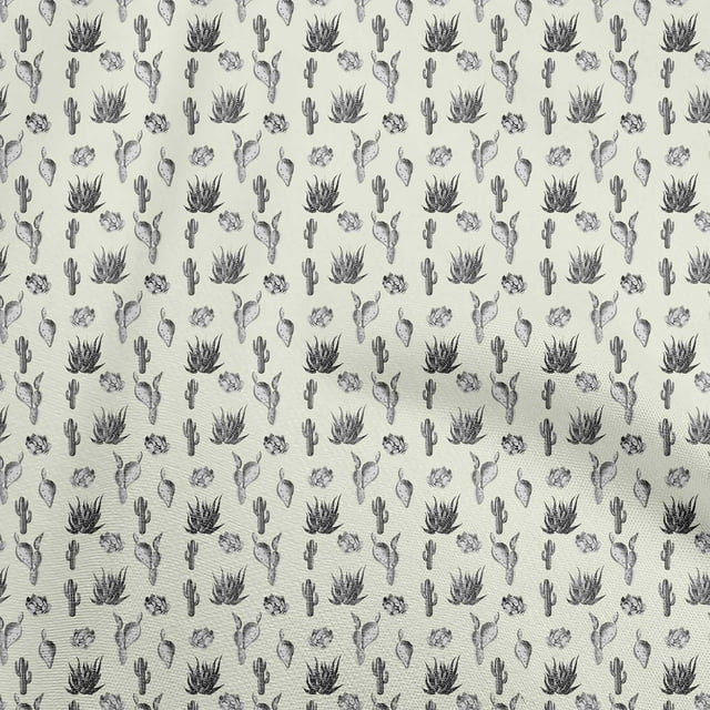 oneOone Cotton Cambric Light Yellow Fabric Cactus Craft Projects Decor Fabric Printed By The Yard 56 Inch Wide