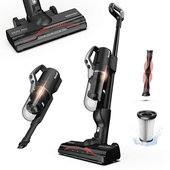 Roomie TEC SlimVac Cordless Upright Vacuum Cleaner, Handheld with Powerful Suction, Ultra Lightweight, Multi-Surface Cleaning for Carpets, Hard Floors, Cars & More, Detachable Long-Lasting Battery