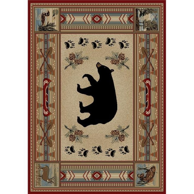 Tapis d'Aire 5 Pi. 3 Po. x 7 Pi. 3 Po. Hearthside Woodlands Bear, Rouge