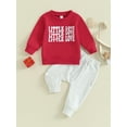 thumbnail image 3 of My First New Years Baby Boy Outfit Baby Boy Valentines Day Outfit Letter Print Long Sleeve Sweatshirt T-shirt and Elastic Casual Pants Suit, 3 of 10