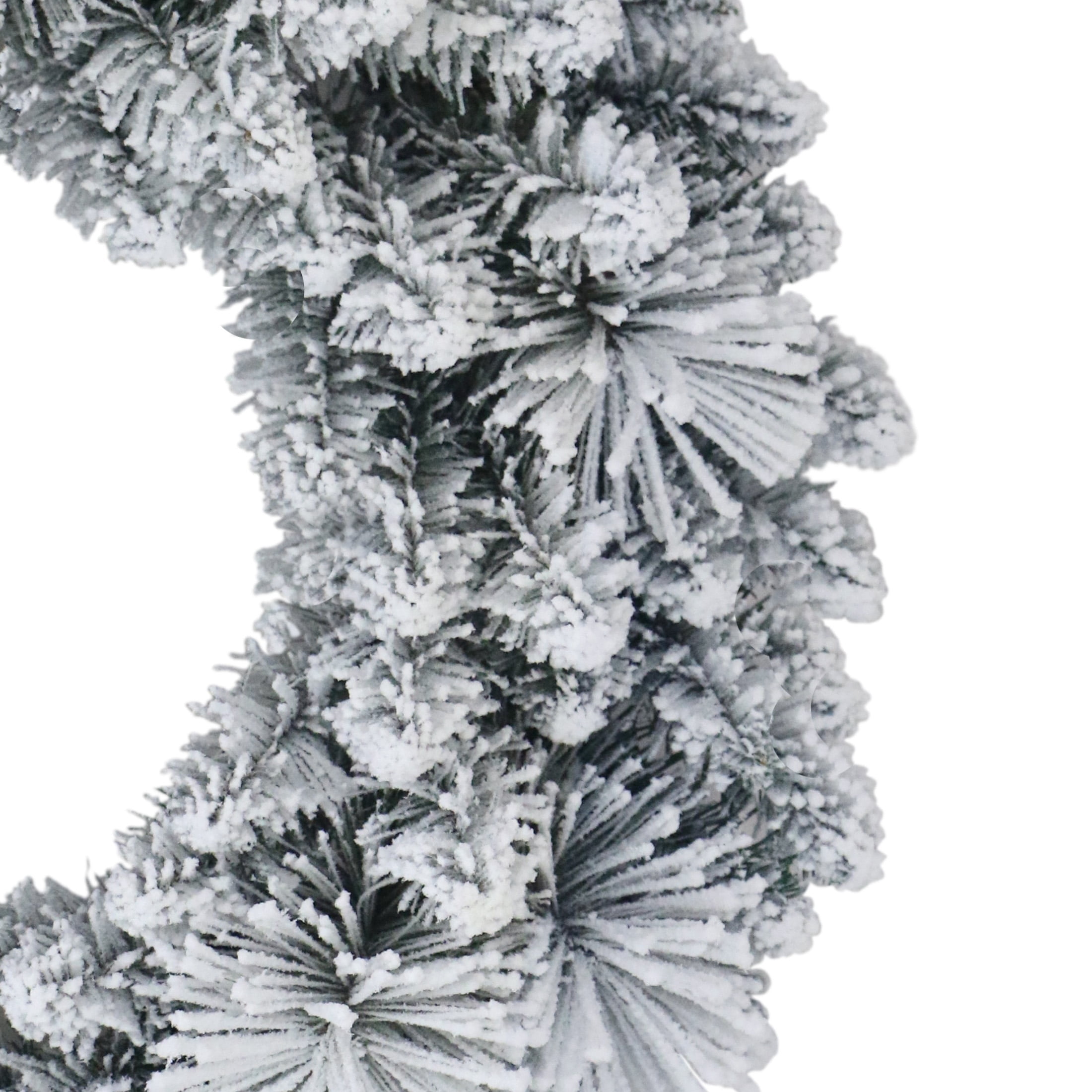 Snow-Flocked Evergreen Artificial Christmas Wreath, Green and White, 24", by Holiday Time