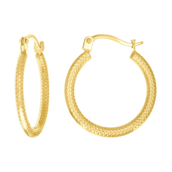14k Yellow Gold Womens Patterned Fashion Hoop Earrings 19.5x17.8mm Wide Hoop Earring for Women