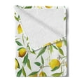 thumbnail image 2 of Nature Soft Flannel Fleece Throw Blanket, Flowering Lemon Woody Plant Romance Habitat Citrus Fresh Background, Cozy Plush for Indoor and Outdoor Use, 50" x 70", Fern Green Yellow White, by Ambesonne, 2 of 5