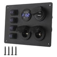 thumbnail image 3 of Waterproof 4 Gang Rocker Switch Panel Dual USB Port Voltage Display 12V Socket for Car Boat RVs, 3 of 8