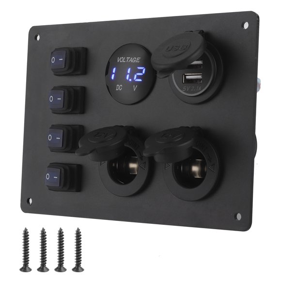 p>Boîte de Commutation Rocker, Panneau de Commutation Marine 4 Gang 12V Bascule Bascule Boîte de Panneau Étanche Facile à Installer pour les Navigateurs Gps pour Rvs de Bateau de Voiture/p>