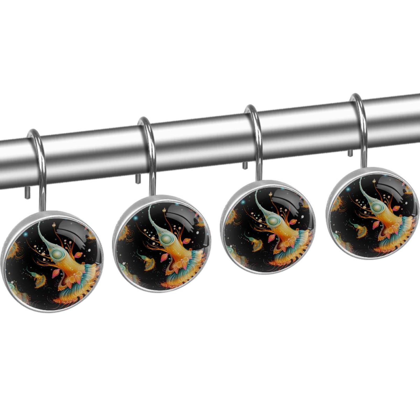 HemaKayy 12 Pcs Decorative Shower Curtain Hooks - Stainless Steel Rings for Bathroom Décor - Easy Glide & Secure Hold - Perfect Decoration for Bathroom Shower Rods - Ocean Sea Slug