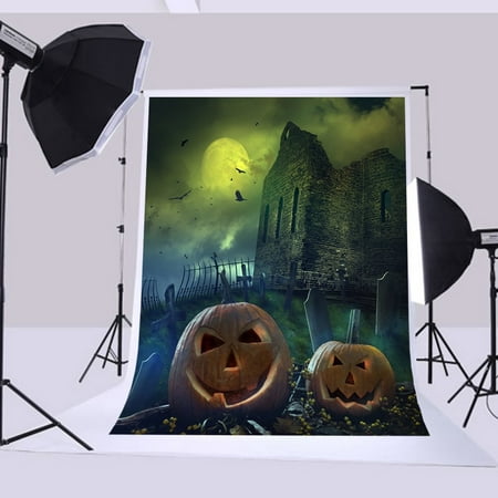 Image of 5x7ft Halloween backdrop pumpkin haunted house Photography backdrops