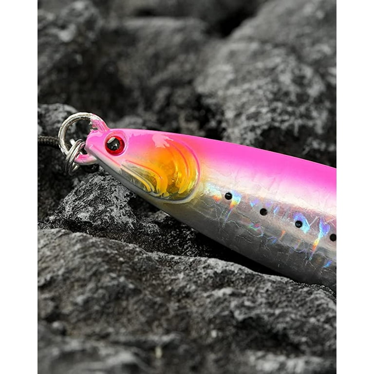 BLUEWING Fishing Lures Saltwater Fishing Lures Vertical Jigs for Saltwater  Fish, Slow Fall Pitch Fishing Lures with Hook, 100g Pink 