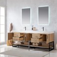thumbnail image 5 of Vinnova Alistair 84" White Stone Top Oak Double Vanity Black Frame with Mirror, 5 of 17
