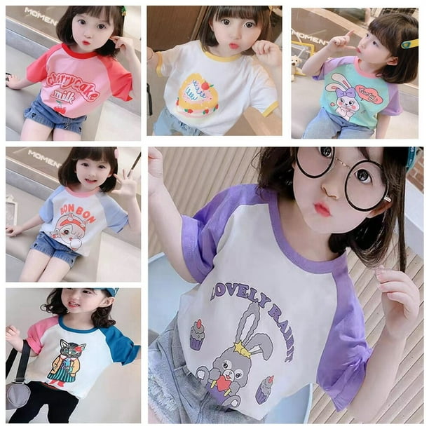Camiseta para ninas ropa de verano para bebes camiseta de manga corta con estampado de gato y Animal camisetas para ninos camisetas para ninas ninos pequenos talla de ropa 120 Gao Jinjia