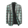 thumbnail image 3 of Cloudstyle Men's Plaid Print Notch Lapel Single-Breasted One-Button Blazer with Center Back Vent, 3 of 10