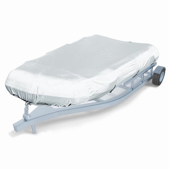 600D Marine Grade Fade and Tear Resistant Dinghy Cover, Heavy Duty Waterproof and Sunproof Inflatable Boat Cover, Silver (Up to 9.5' Long)