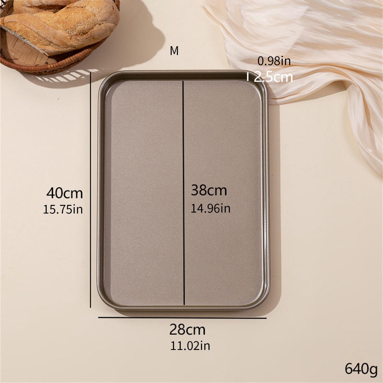 Carbon Steel Baking Tray Nonstick Cookie Sheet, Oven-Safe Rectangular Pan for Even Heating & Commercial Cooking