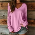 thumbnail image 2 of Posijego Women's Basic Long Sleeve Shirts V Neck Casual Dressy Blouses Lightweight Solid Color Loose Spring Tops, 2 of 3