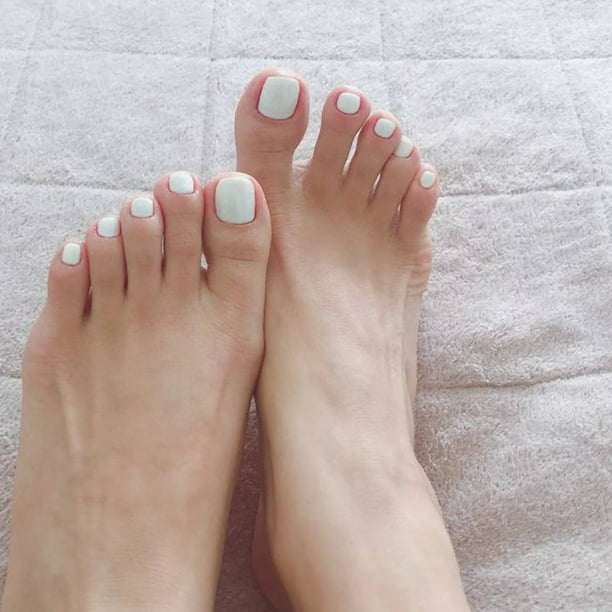 Short False Toenails Artificial Feet Nails Full Cover Square Fake Toenails  For Women Teens Girls New 