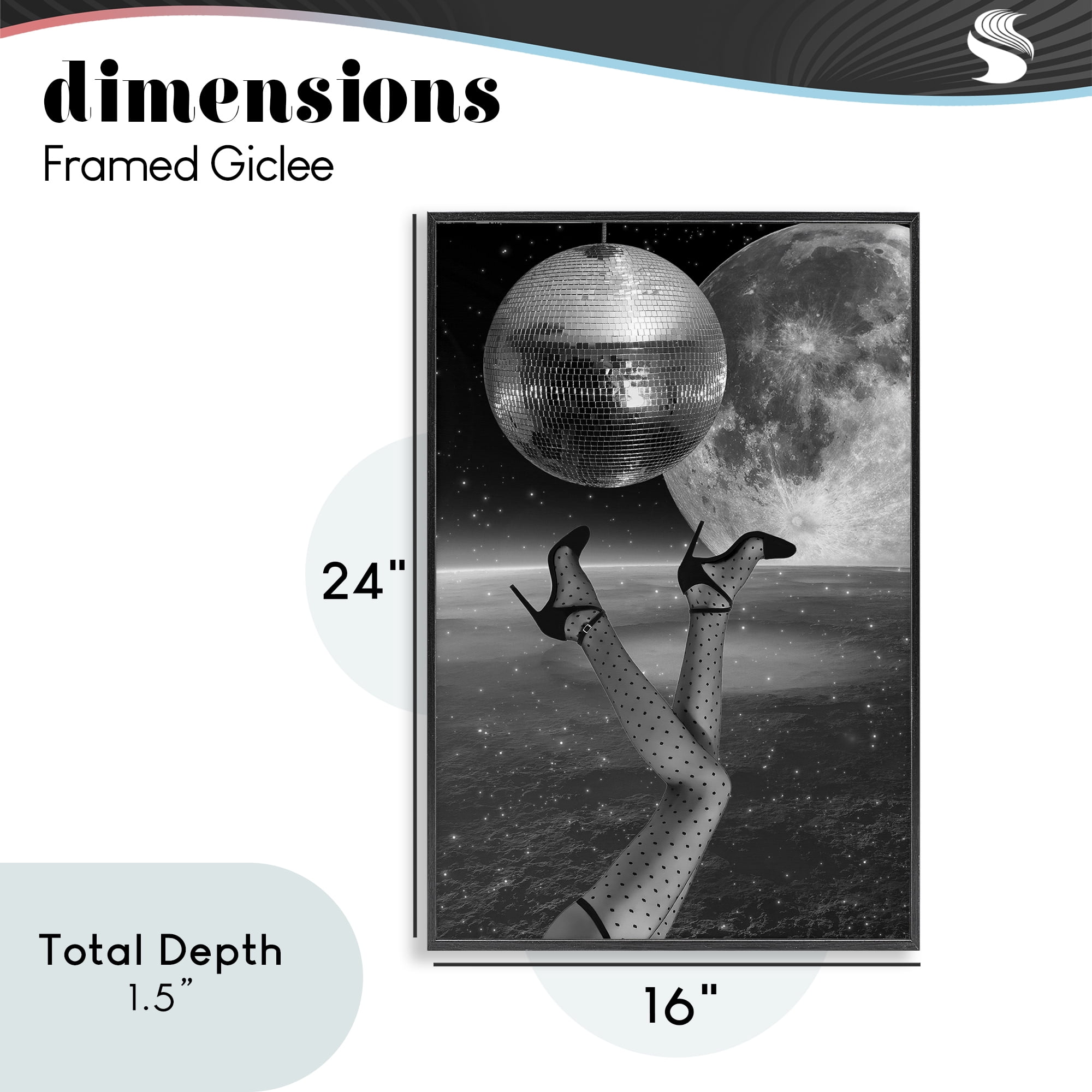 Hangin' Over Disco & Planet Black Framed Giclee Art, design by Elo Marc